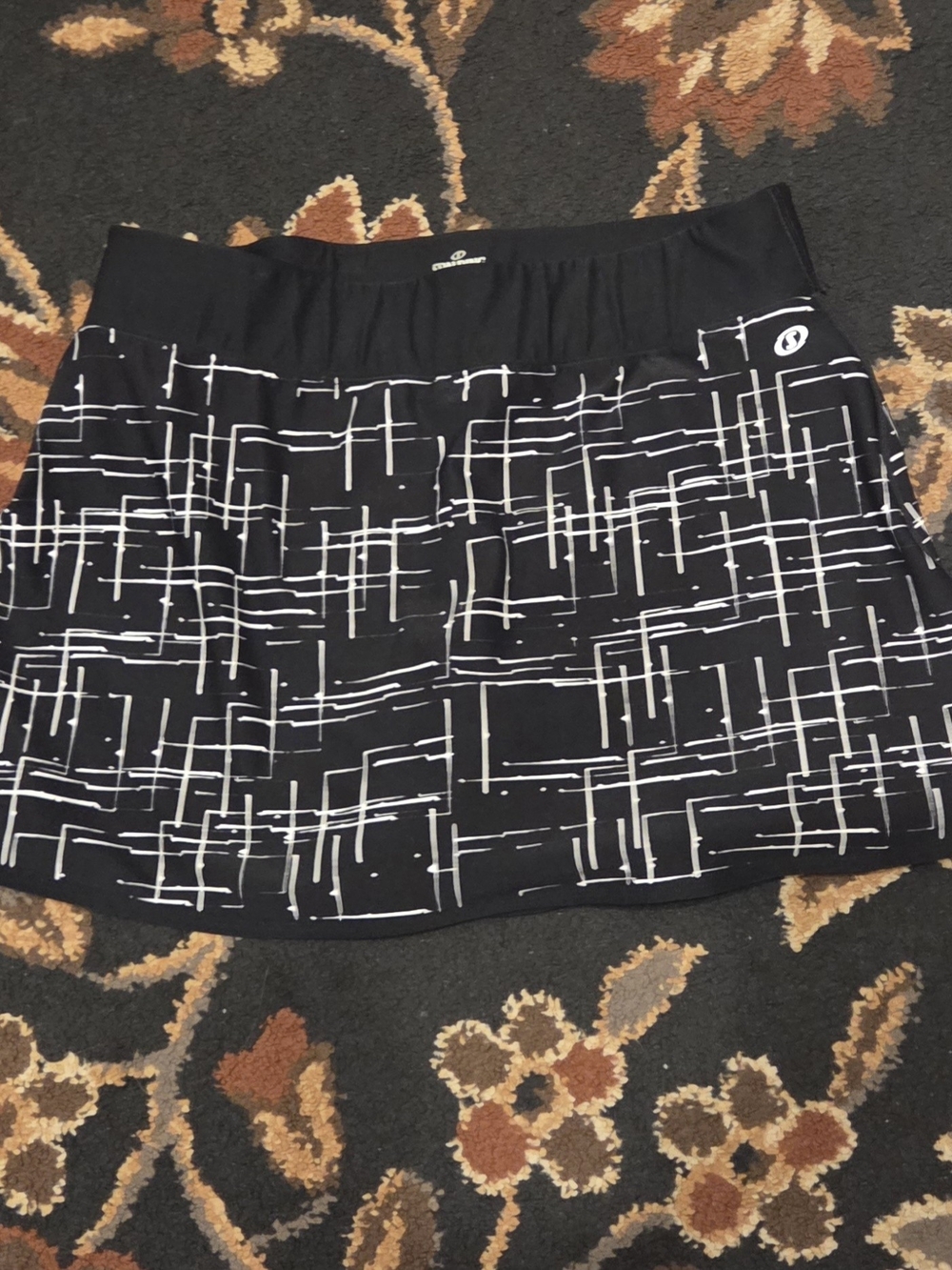 Spalding Black Mini Skirt with White Linear Print
